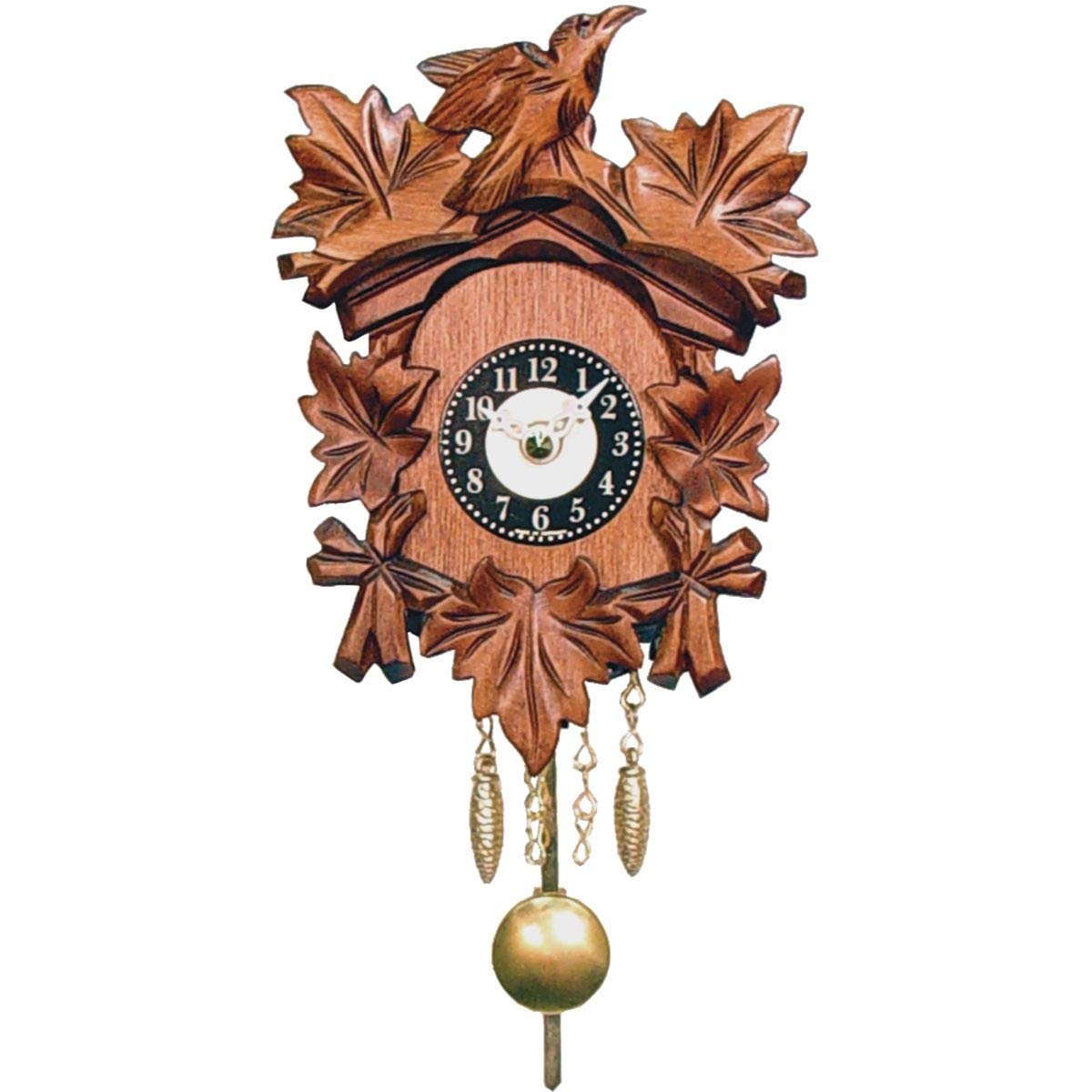 Alexander Taron 0125-1QP Engstler Battery-Operated Clock-Mini Size with Music/Chimes-5.5" H x 4.25" W x 3.25" D, Brown