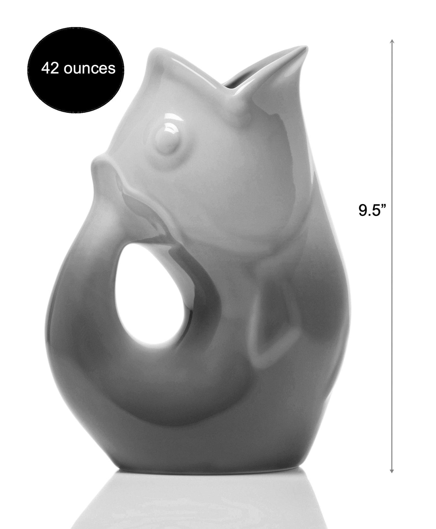 Gurgle Pot Ombre Grey Ceramic Beverage Jug 42 Ounce Gurgling Pitcher