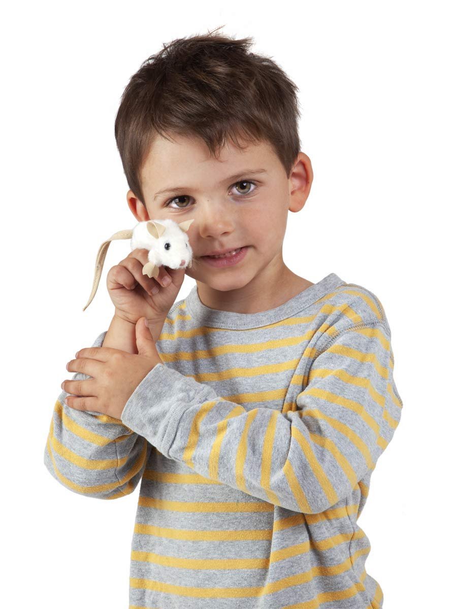 Folkmanis Mini White Mouse Finger Puppet, One Size