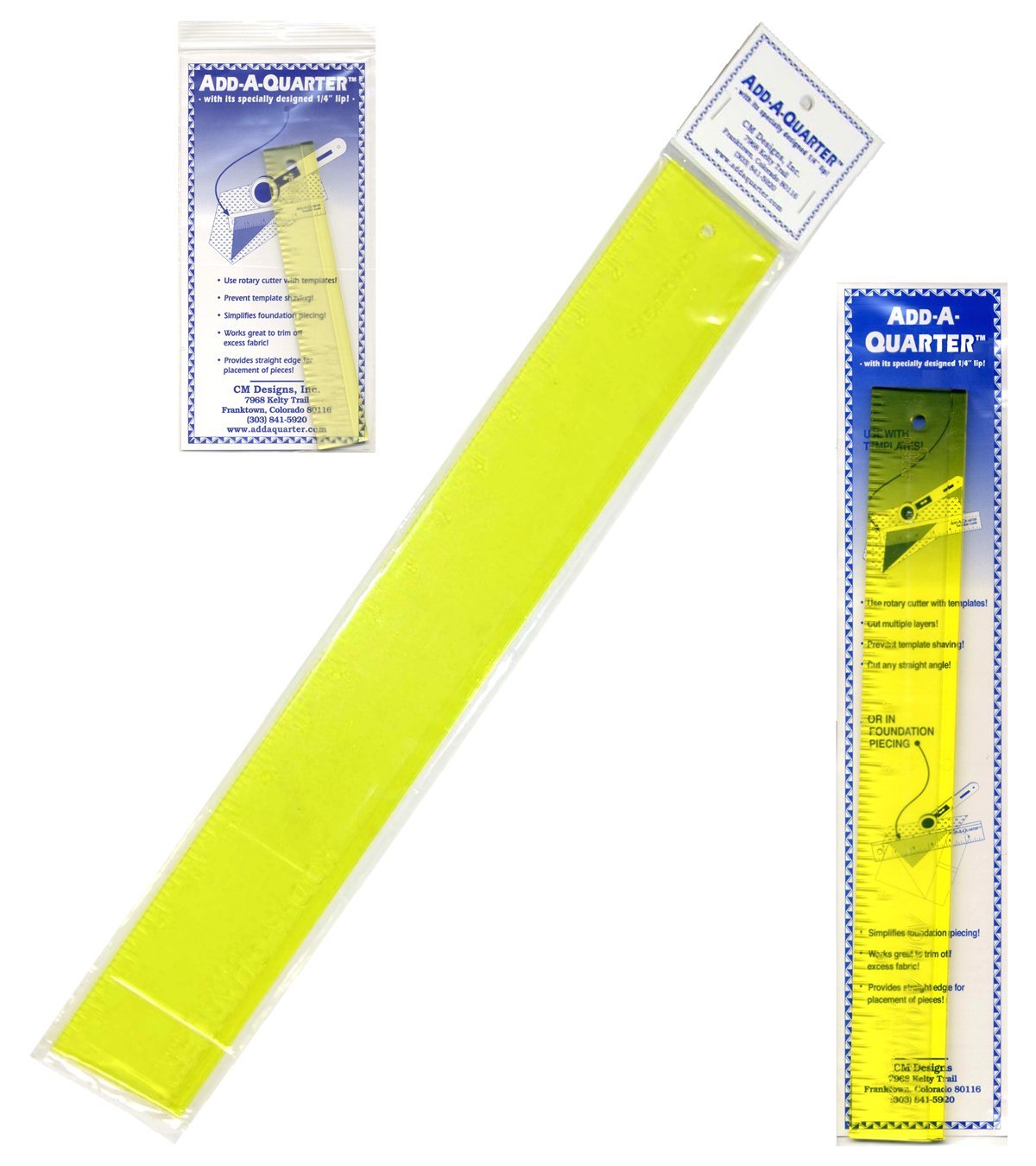 Add-a-Quarter Ruler Bundle of 3 Sizes: 1" by 6"; 1.5" by 12", and; 2.5" by 18"