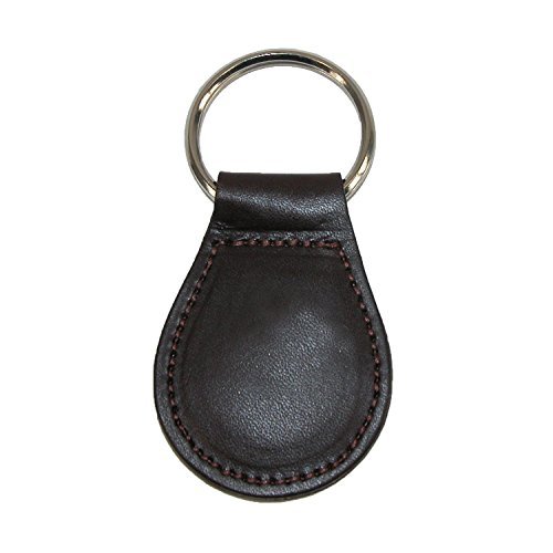 Boston Leather Smooth Leather Tear Drop Key Fob Keychain, Brown