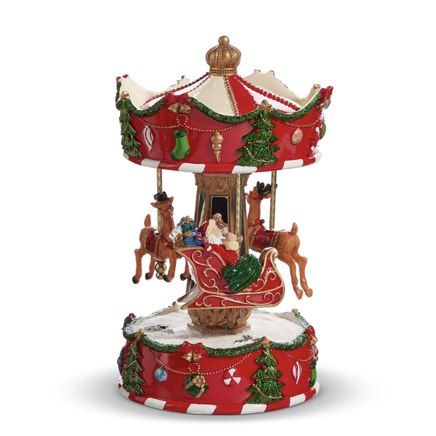 Raz Imports Animated Musical Santa's Sleigh Carousel, 8.5-inch Height, Tabletop, Home Décor