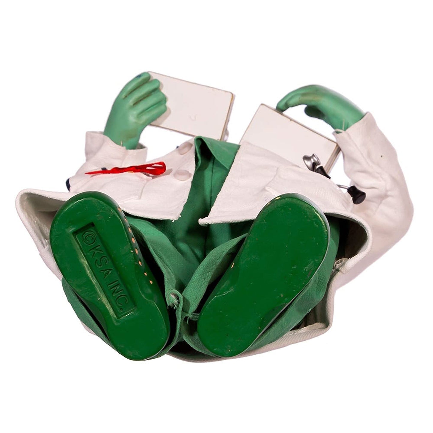 Kurt Adler 10.5-Inch Fabriche Santa Doctor in Scrubs Holding Boxes Of Masks, Multi-color, (FA0144)