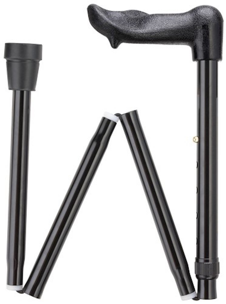 Unisex Molded Palm Grip Folding Adjustable Aluminum Folding Walking Cane - 33" to 37" (Left Hand Grip, Black)