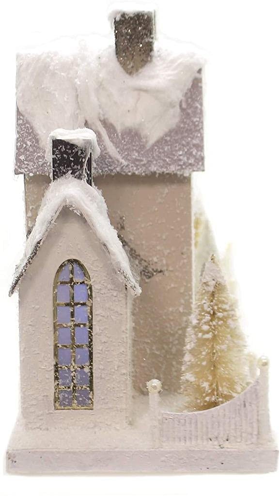 Cody Foster and Co Santa's White and Red 8.5 inch Christmas Village House Happy Holidays, Multicolor
