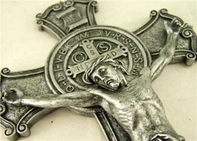 Joseph's Studio by Roman, Cross and Crucifix Collection, 10.25"H ST BENEDICT SILVER, Home Décor, Devout Gift, Prayerful Inspiration (1x6x10)