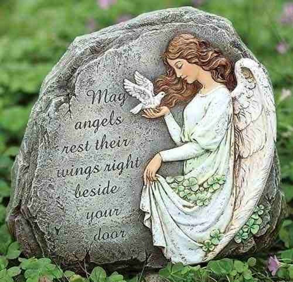 Joseph's Studio by Roman Inc., Celtic Angel with Verse, Garden Collection, Religious Statue, Holy Family, Memorial, Angel, Patron Saint, Garden Décor (8x9x3)