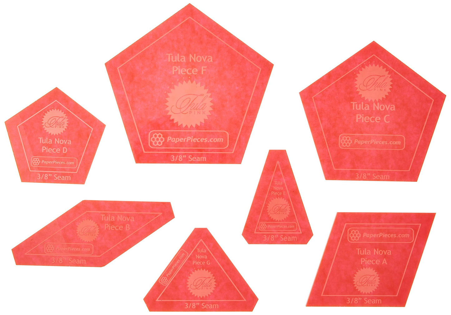Paper Pieces Acrylic Fabric Cutting Template For Tula Nova (7 Piece Set)