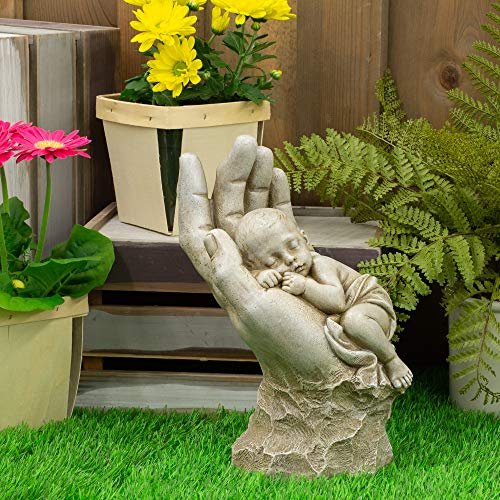 Joseph's Studio by Roman Inc., in The Palm of HIS Hand, Garden Collection, Religious Statue, Holy Family, Memorial, Angel, Patron Saint, Garden Décor (11x5x7)