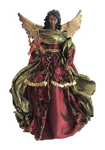 Santa's Workshop 3002 Aa Christmas Angel Tree Topper, 15" Tall, Red/Gold/Green