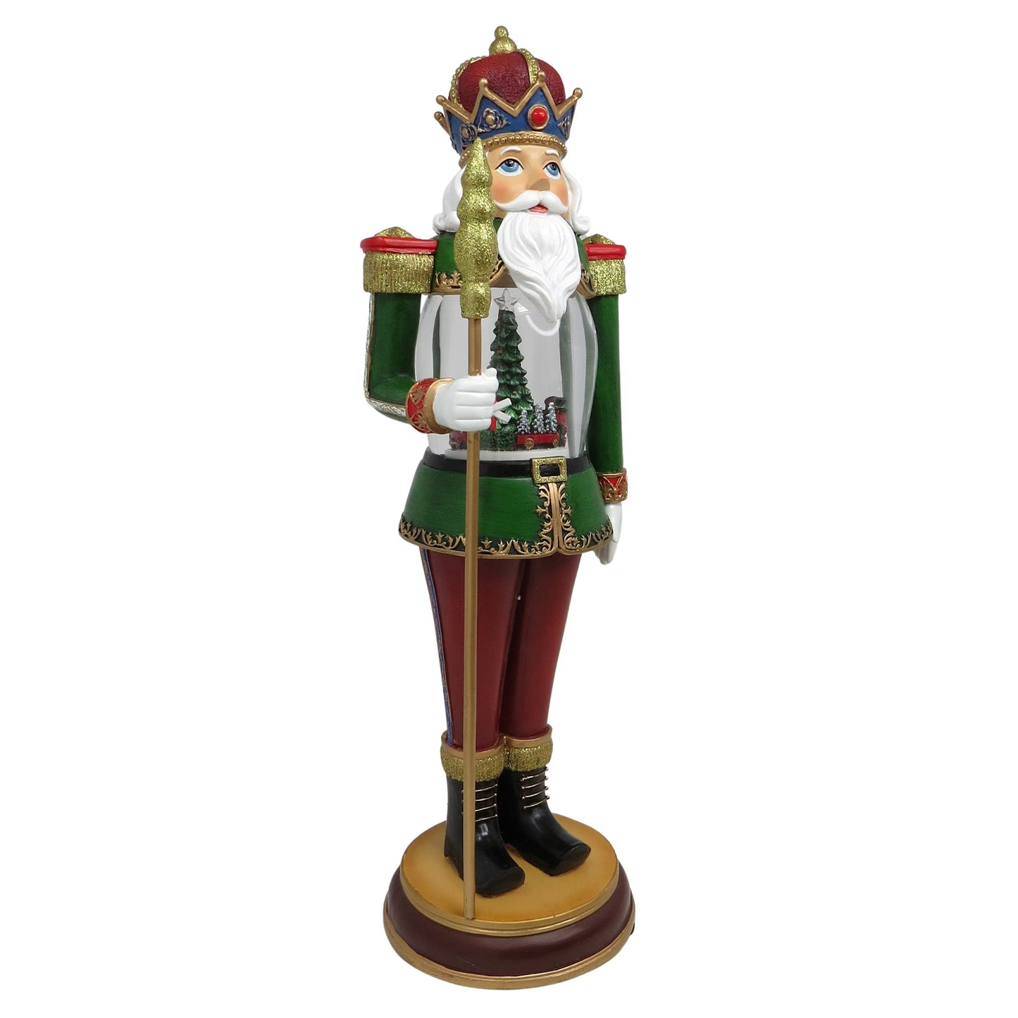 Christmas by Roman Inc., Amusements Collection, 18" H Musical LED Nutcracker W/,Lantern, Snow Globe, Holiday Home Décor, Santa, Cardinal, Nutcracker, Snowman, Reindeer (5.5x6x18.25)