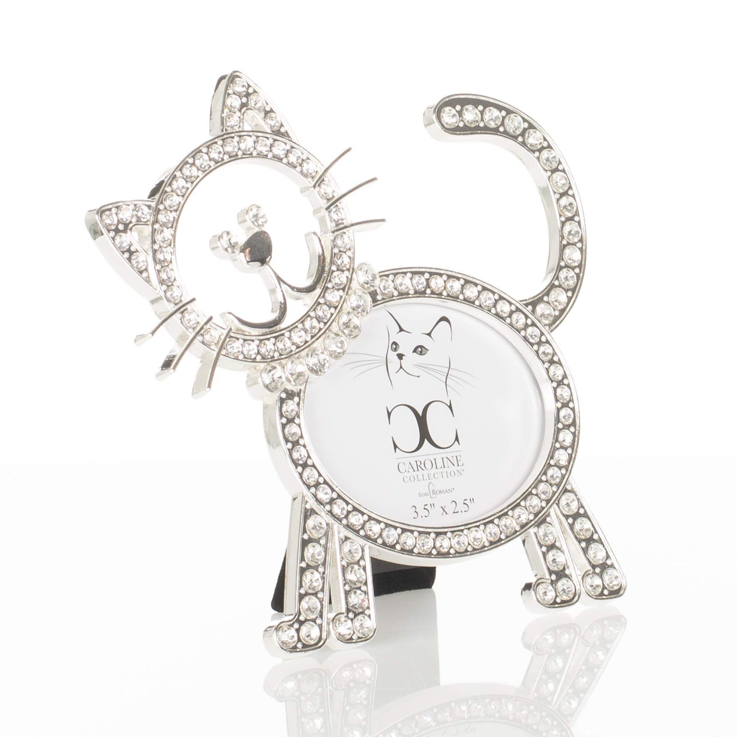 Cat Outline Silver Tone 6 x 6 Zinc Alloy Metal Wall and Tabletop Frame
