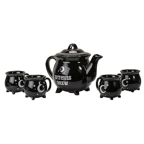 Pacific Trading Witches Brew Tea Set, 10.25-inches Height, Black, Ceramic, Kitchen, Kitchen Accessories