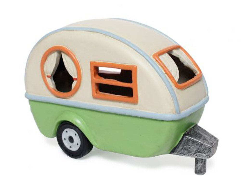 Vintage Camper Trailer with Solar Light Miniature Fairy Garden Resin Figurine