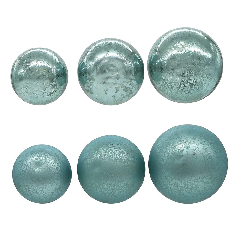 Kurt Adler 60-80MM Glass Shiny & Matte Teal Mercury Ball Ornaments, 20-Piece Set