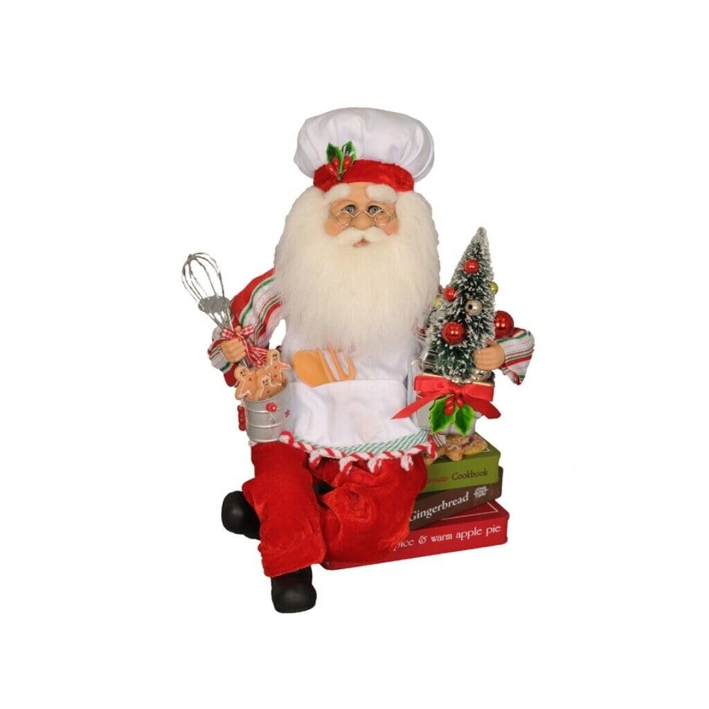 Karen Didion Originals Baking Traditions Santa Figurine, 13 Inches - Handmade Christmas Holiday Home Decorations and Collectibles