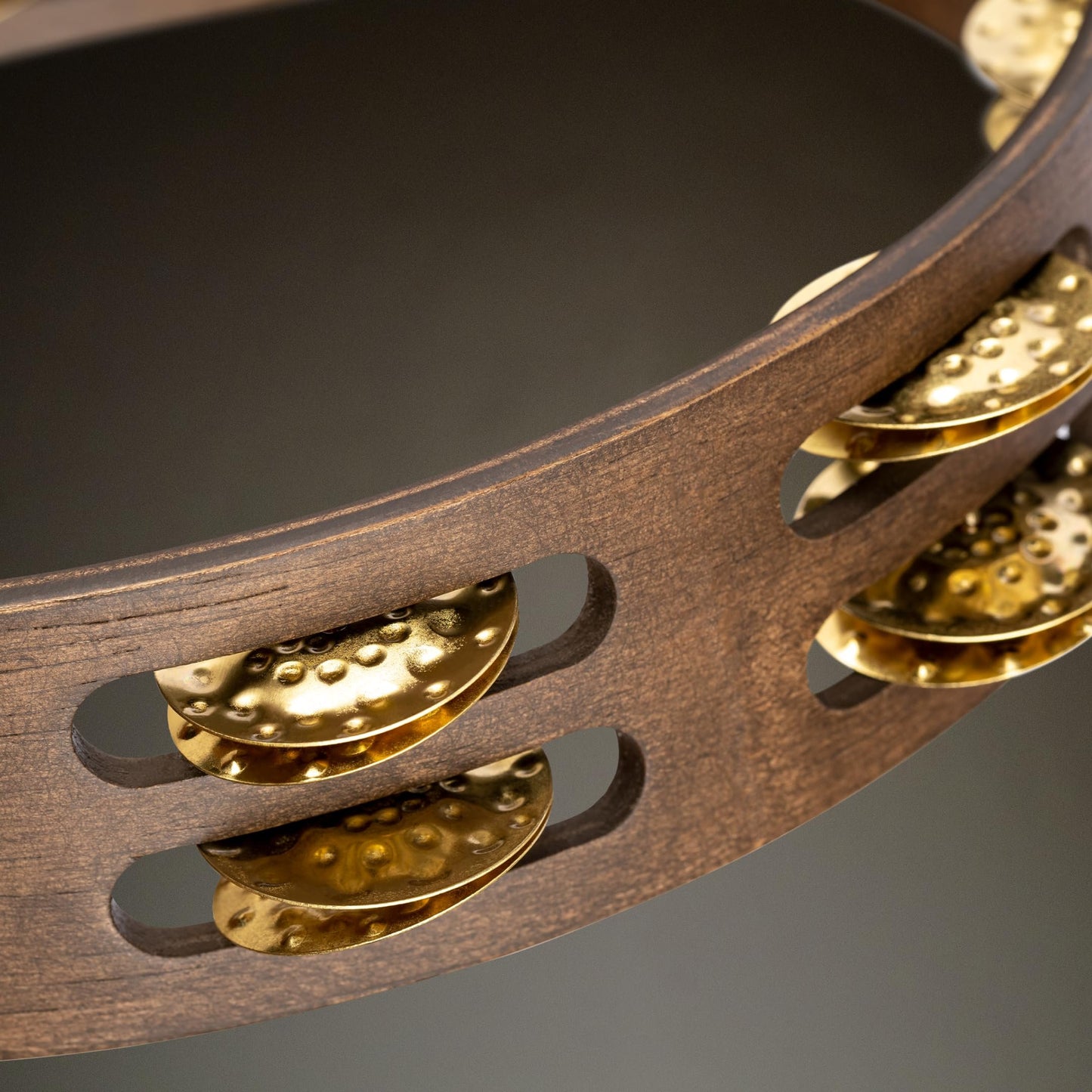 Meinl Percussion TA1V-WB 10-Inch Vintage Wood Tambourine with Single Row Hammered Brass Jingles
