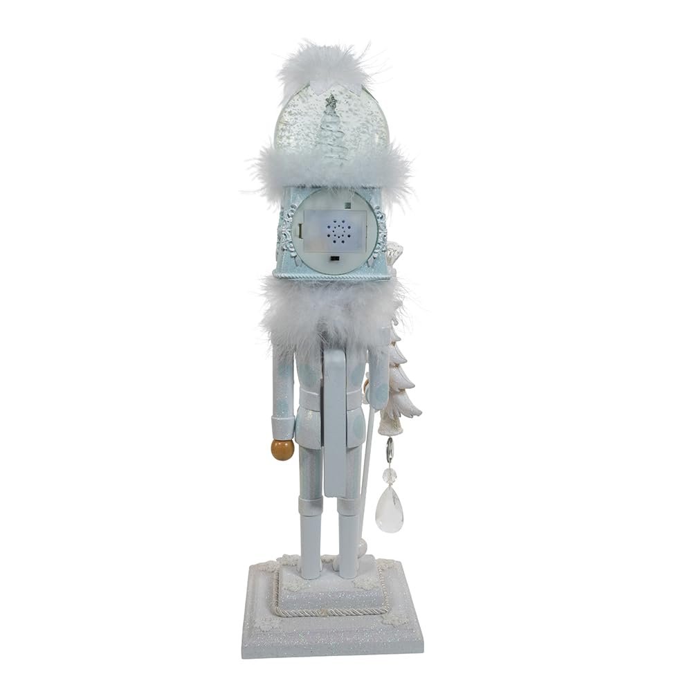 Kurt Adler Hollywood Nutcrackers Battery Operated Lit Animated Musical White Soldier Water Globes Hat Nutcracker