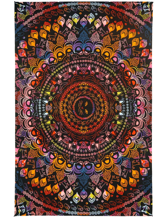 Sunshine Joy 3D Rainbow Cat Tapestry Tie Dye Kitty Mandala Wall Hanging Huge 60x90 Inches