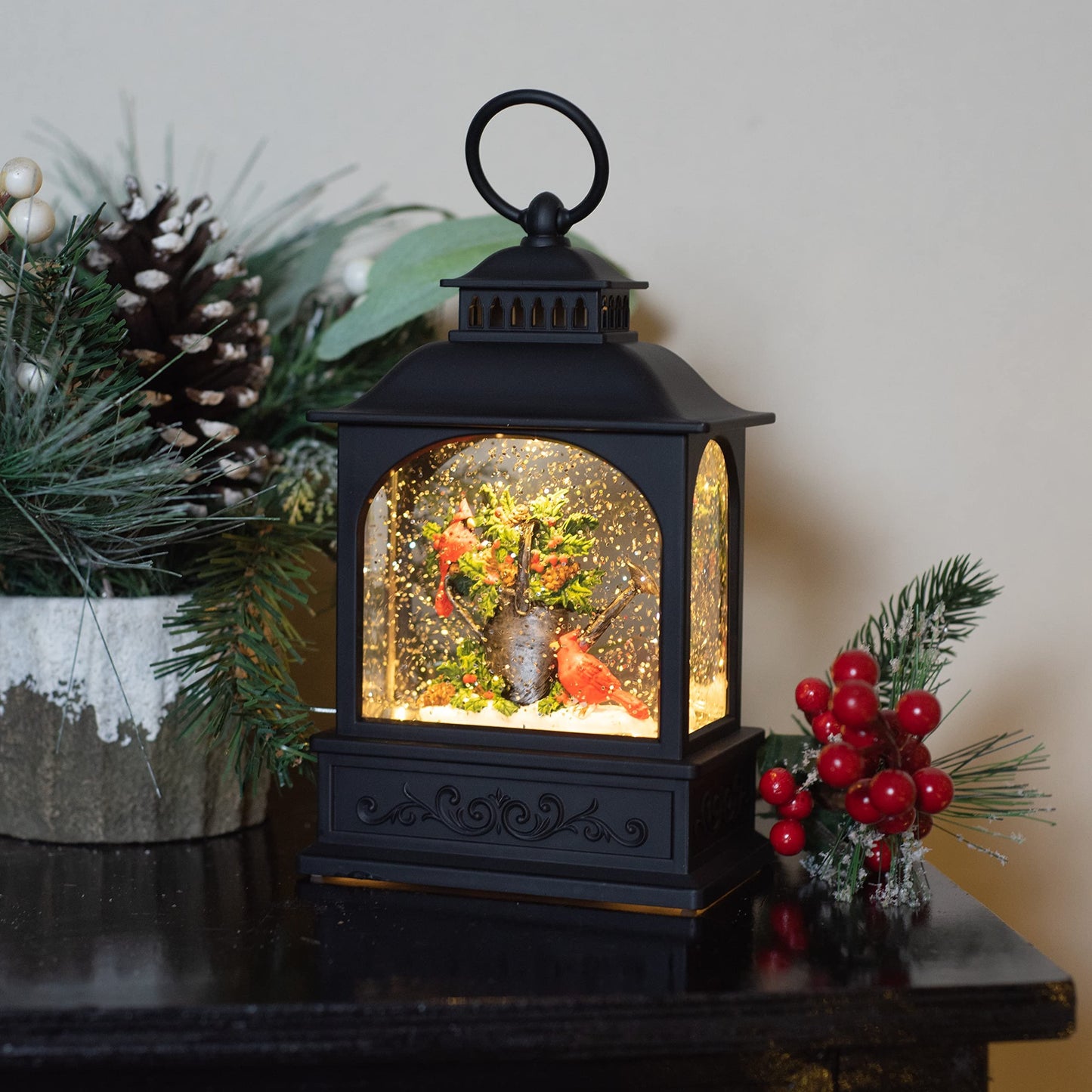 RAZ Imports 2022 Holiday Water Lanterns 9.75" Cardinals On Watering Can Lighted Water Lantern