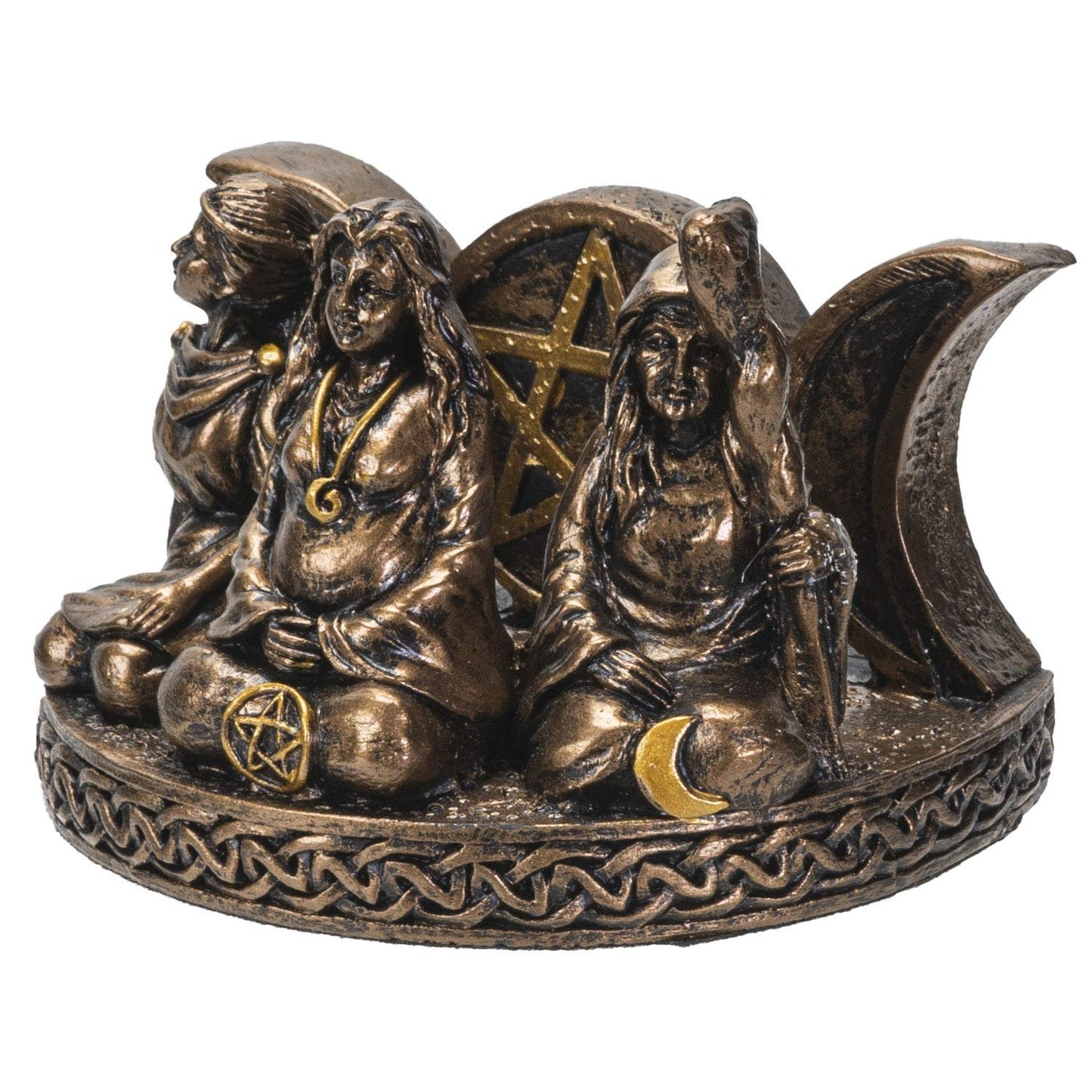 Pacific Trading Company Mother Maiden Crone Business Card Holder for Women, Hand Painted Celtic Triple Goddess Desktop Name Cards Display Organizer, 3 1/2 inch x 2 1/2 inch x 2 3/8 inch