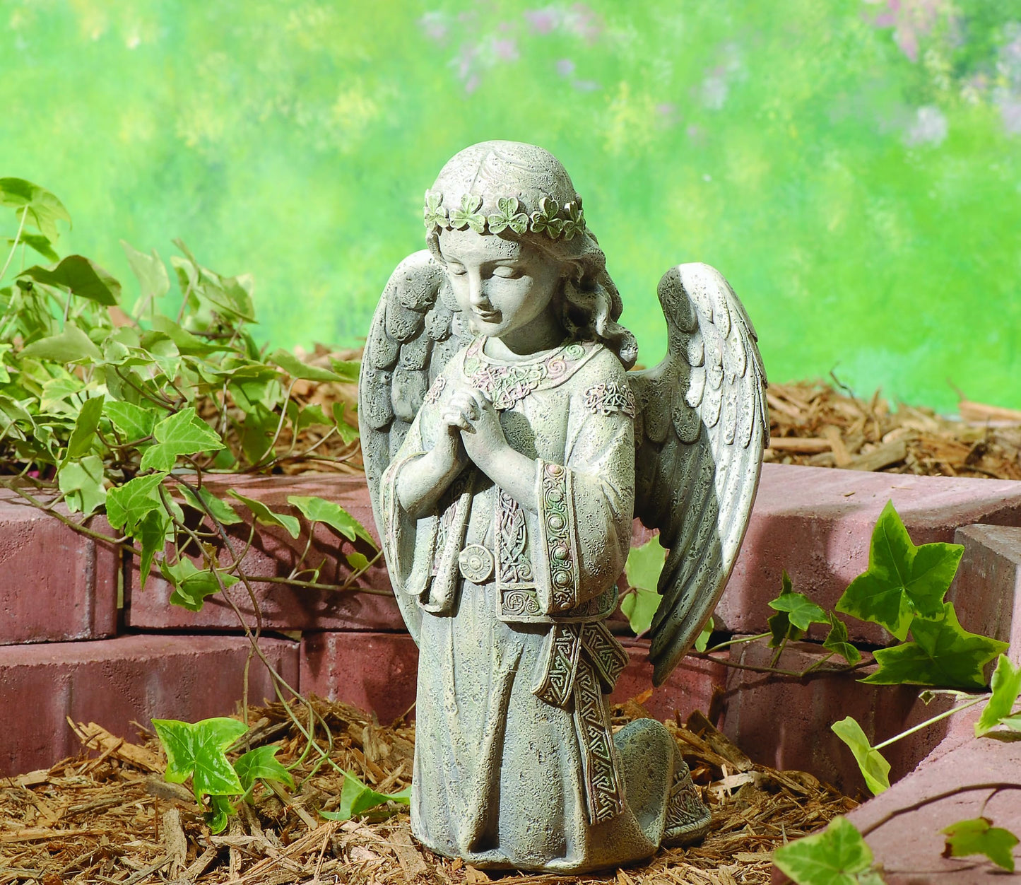 Joseph's Studio by Roman, 12.25" H Kneeling Celtic Angel Garden Statue, Outdoor Decor