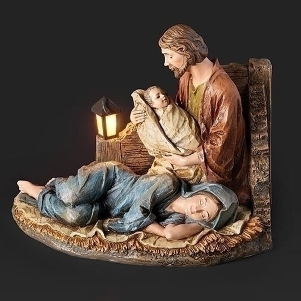 Roman Joseph's Studio Lighted Sleeping Mary Wood Finish Figurine, 5.7-inch Height, Home Decor