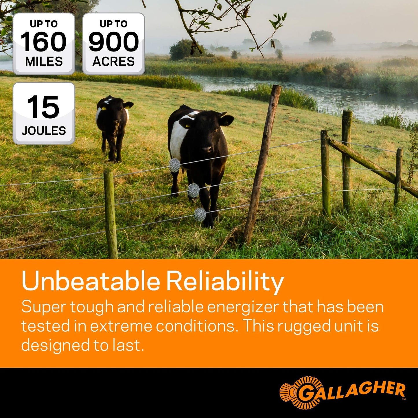 Gallagher M1500 Electric Fence Energizer | 110V Plug-in Fence Charger for Livestock, Horses, and Large Pastures | Powers Up to 160 Miles of Fence | Low Impedance, Built-in Lightning Protection