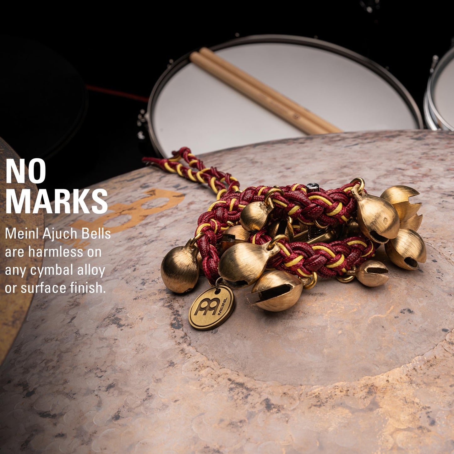 Meinl Percussion Ajuch Brass Bells, Small Size for High Pitch — Hand Tied Rope — Place on Any Hihat or Cymbal Stand for Light Jingle Sounds, Includes Canvas Bag, 2-Year Warranty, MABS