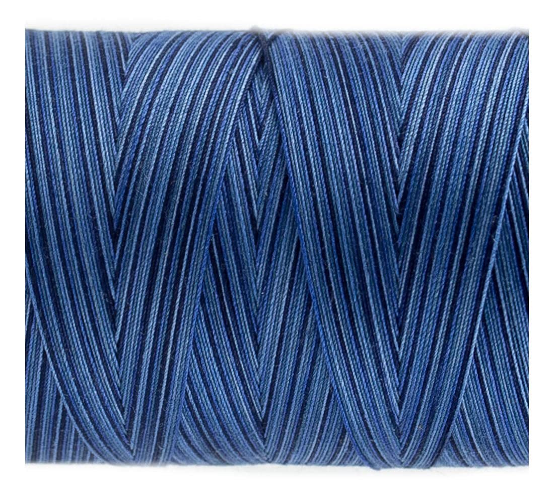 WonderFil Specialty Threads Tutti, Blue Night, 50wt double gassed Egyptian cotton, in variegated colors