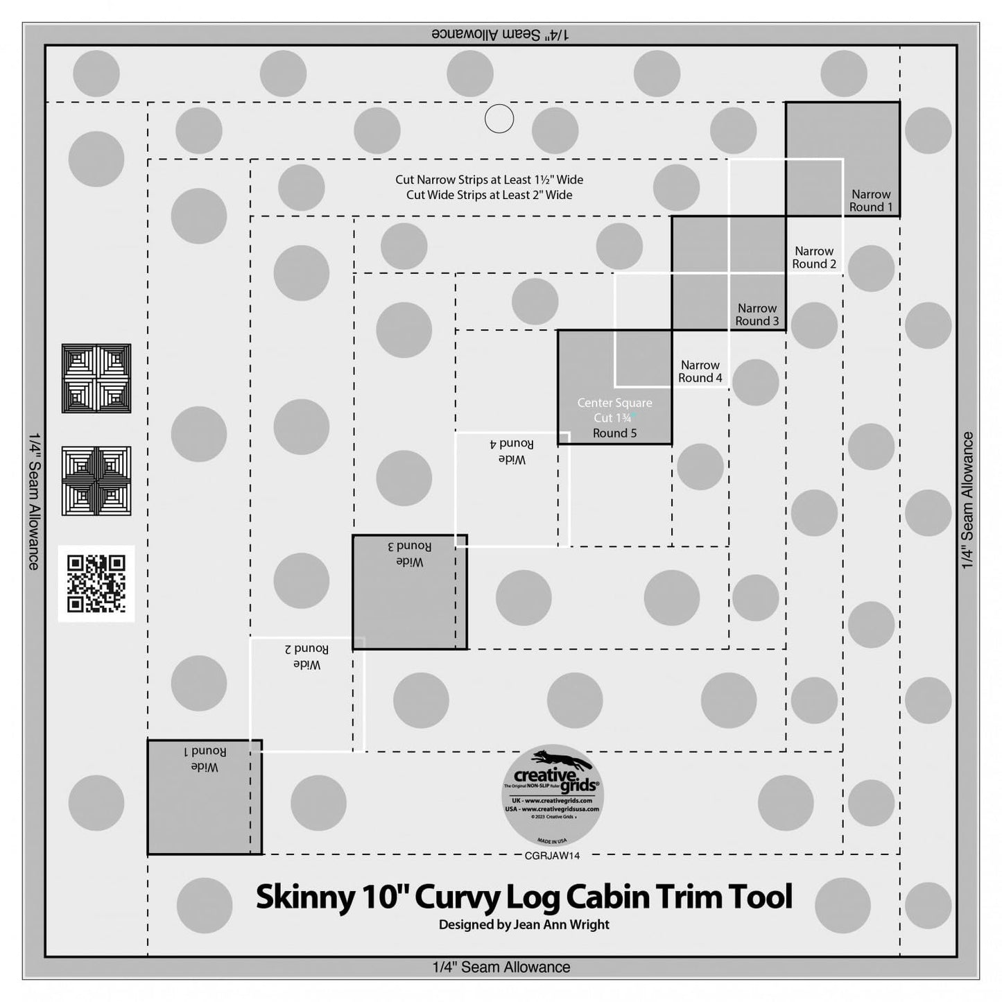 Creative Grids Skinny 10in Curvy Log Cabin Trim Tool (CGRJAW14)