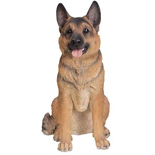Pacific Trading Realistic Life Size Sitting German Shepherd Statue Home Decor Amazing Likeness