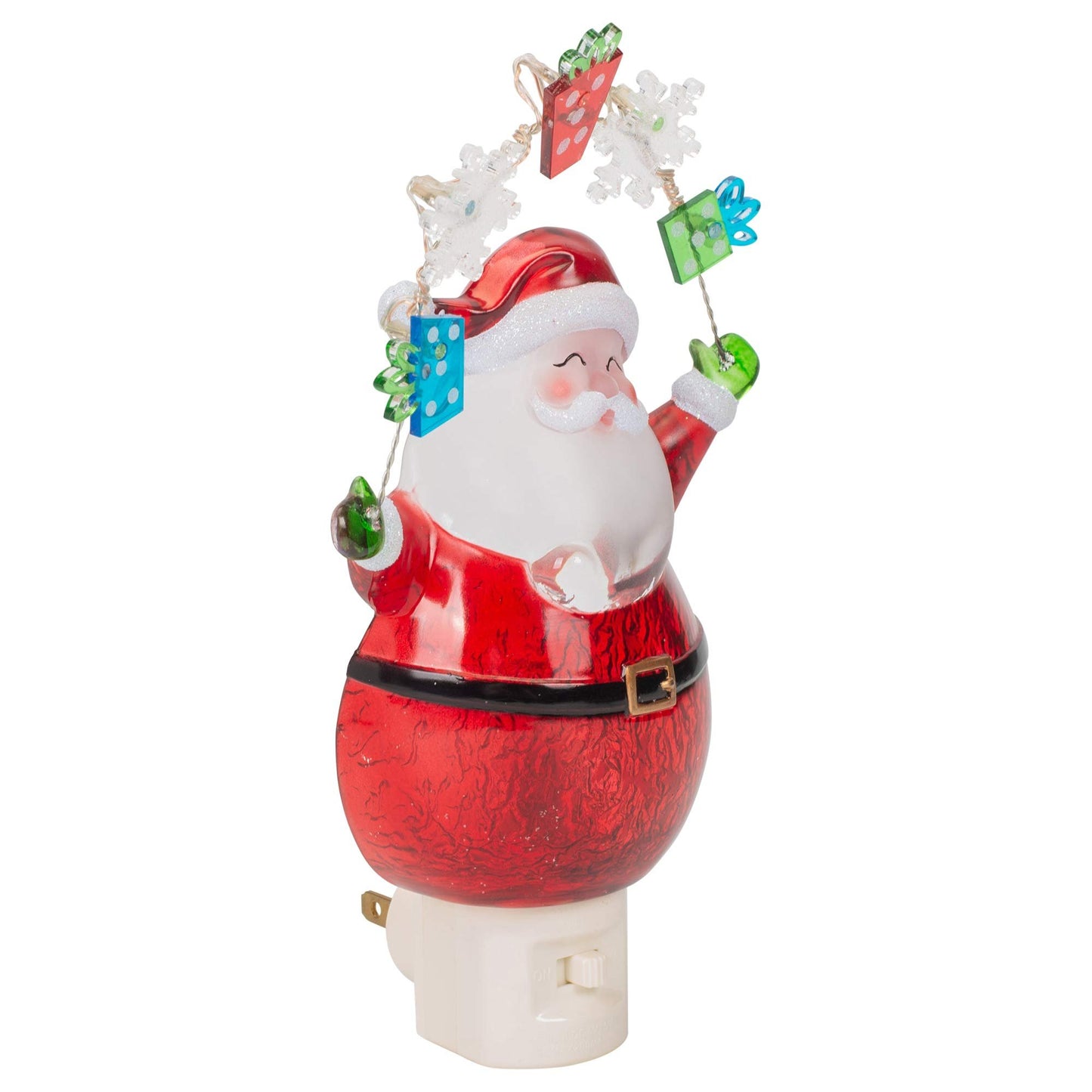 Roman 7.7 Inch Santa with LED Night Lights Snowflake Present Icons