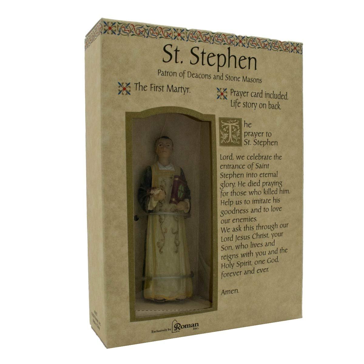 Roman Giftware Inc., Patrons & Protectors, 4" H ST Stephen Figure,Religious, Inspirational, Durable (1x1x4)