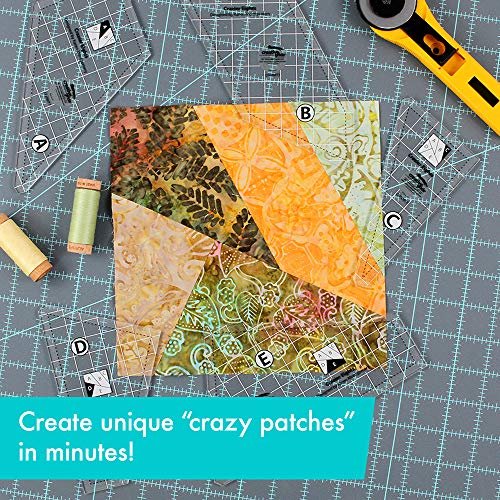 Creative Grids Crazier Eights Template and Quilt Ruler – CGRMT7 – Made in USA, 6in x 9in, Non-Slip Grip Acrylic Quilting, Sewing, Crafting, Patchwork Ruler & Template