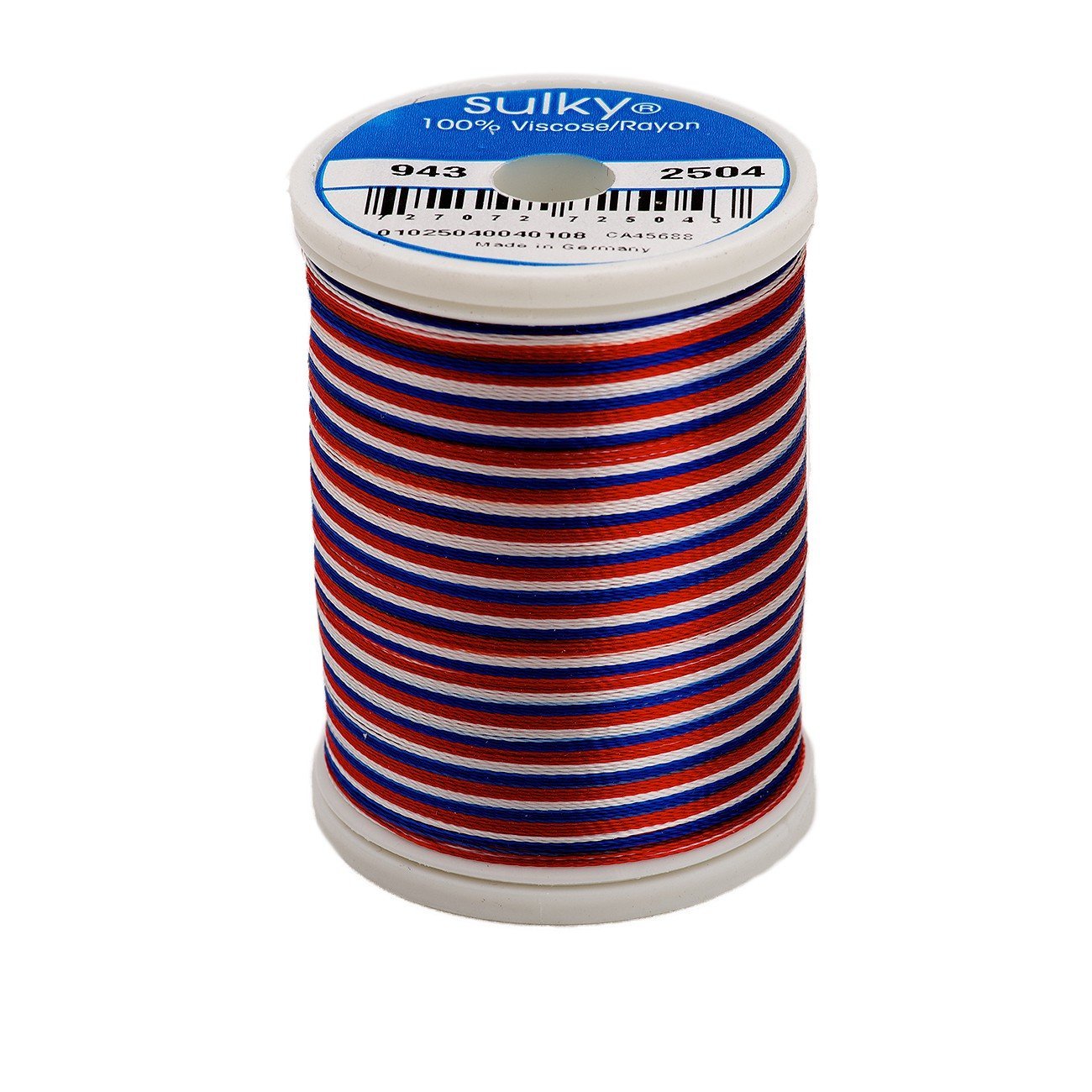 Sulky Of America 268d 40wt 2-Ply Variegated Rayon Thread, 850 yd, Red/White/Blue
