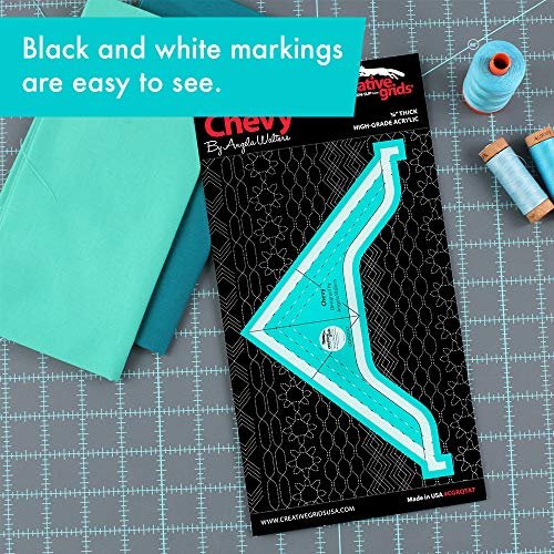 Creative Grids Machine Quilting Tool Chevy – CGRQTA7 – Made in USA, Non-Slip Grip Acrylic Quilting & Sewing Template Ruler for Free-Motion Quilt Patchwork Design on Domestic Sewing & Longarm Machines