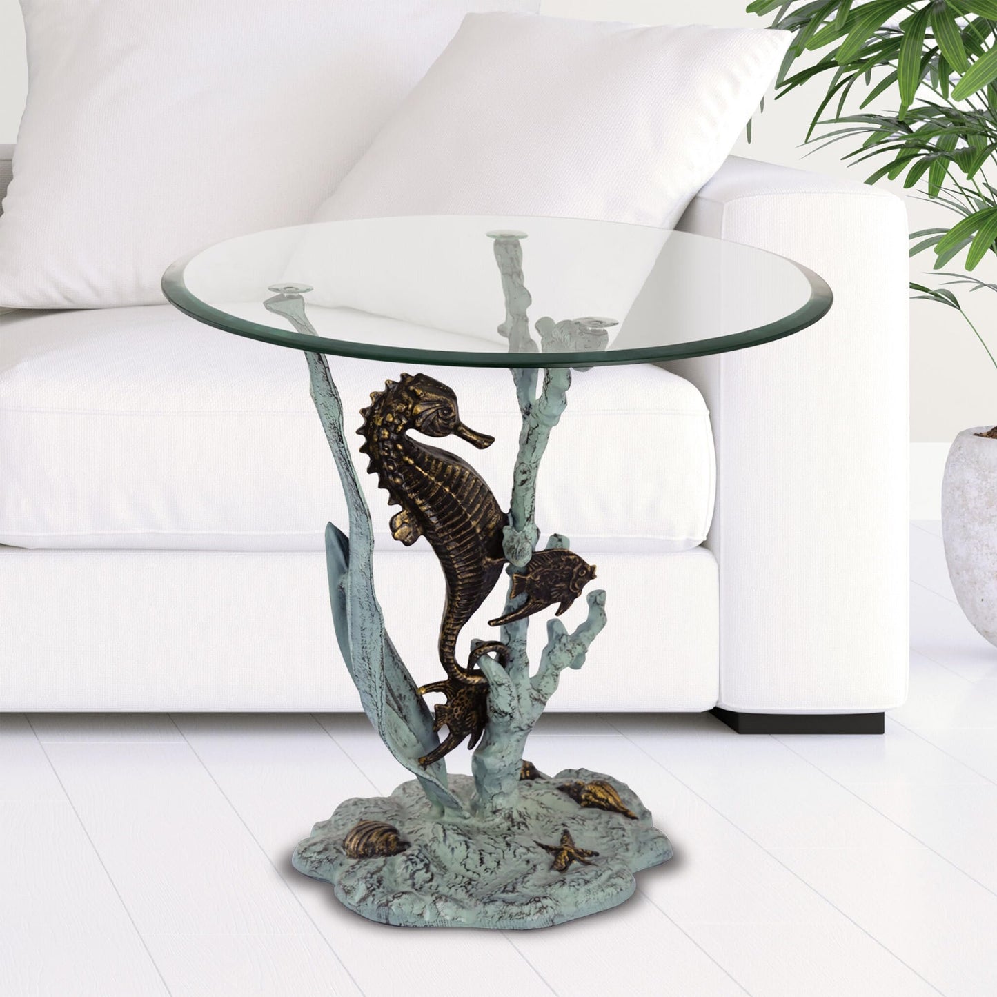 SPI Home Seahorse End Table 21.0" x 22.0" x 22.0" 19.5 lbs. Aluminum