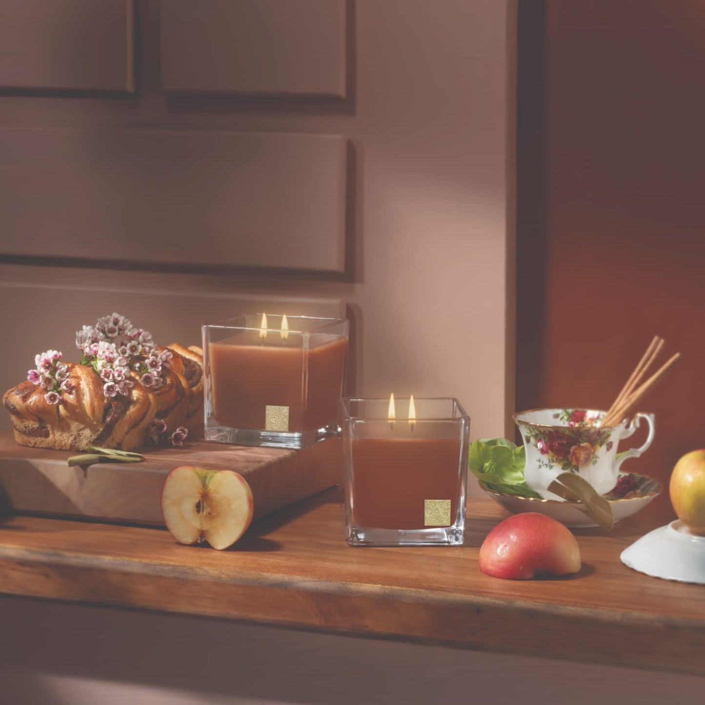 Cinnamon Cider Medium Glass Cube 12oz Candle by Aromatique