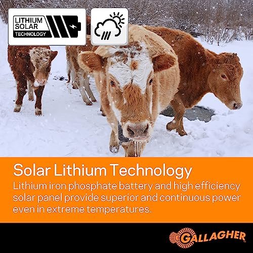 Gallagher S30 Solar Electric Fence Charger with Lithium Battery | Powers Up to 20 Miles / 60 Acres of Fence | Solar Lithium Technology | 0.3 Stored Joule Energizer | Portable and Super Tough