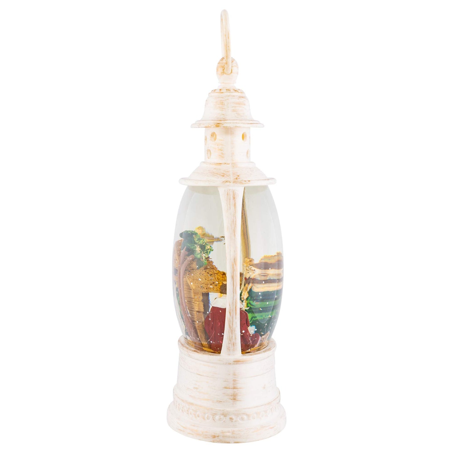 Christmas by Roman Inc., Confetti Lites Collection, 10" H LED NATIVITY LANTERN, Lantern, Snow Globe, Holiday Home Décor, Santa, Cardinal, Nutcracker, Snowman, Reindeer (2x7x10)