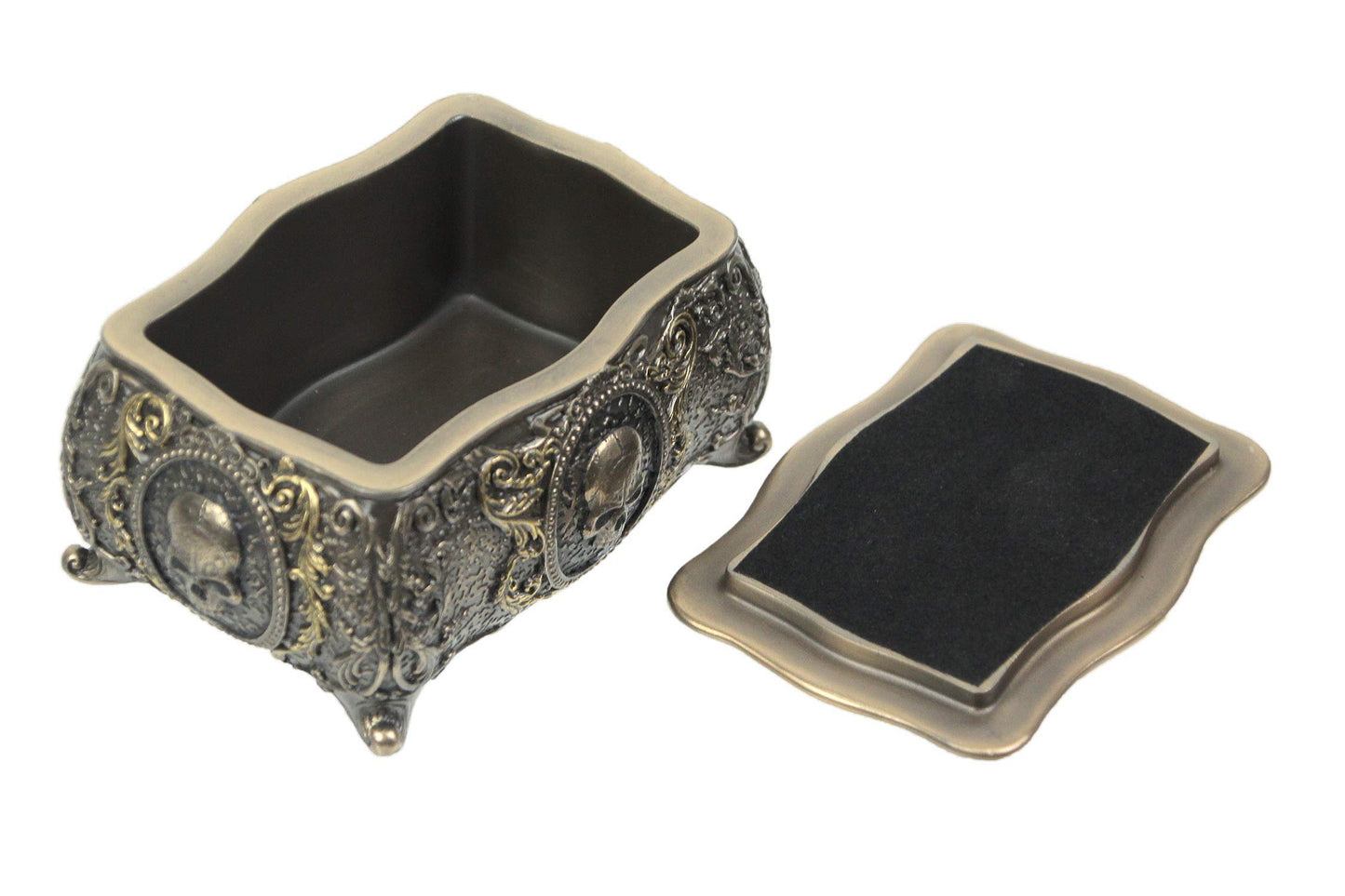 Veronese Design 3 1/8 Inch Skull Brooch Victorian Trinket Box Cold Cast Resin Bronze Finish Statue Home Decor