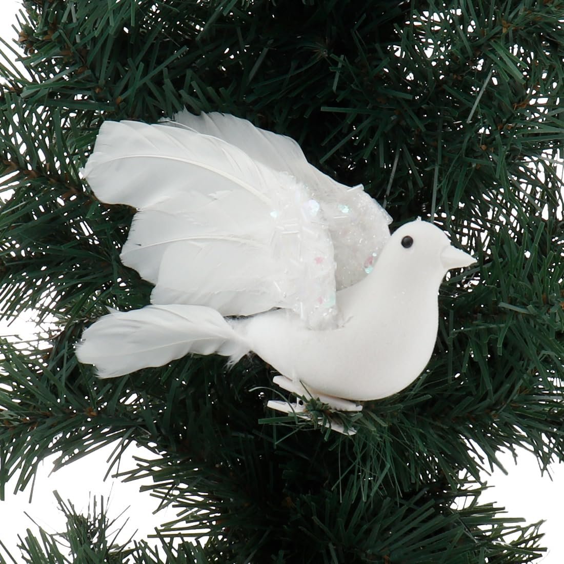 Kurt Adler Holiday White Feather Flying Dove Clip Ornament Home Decor