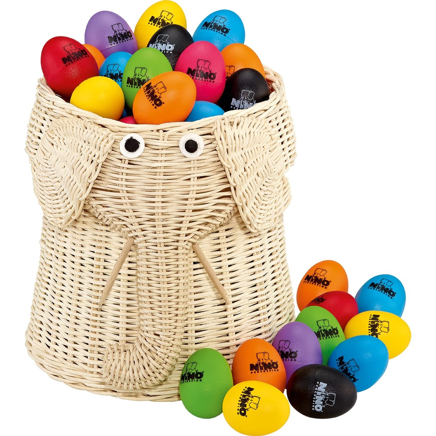 Nino Percussion VE80-NI540-2 80-Piece Plastic Egg Shaker Assortment with Basket