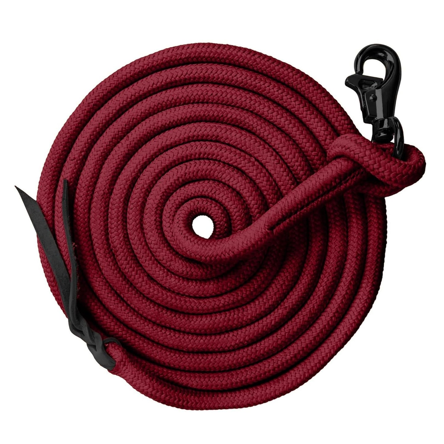 Kensington Clinician Equine Training Lead Rope – 15ft Heavy Duty Braided Horse Lead with Swivel Bull Snap | Color: Red w/Black Nickle