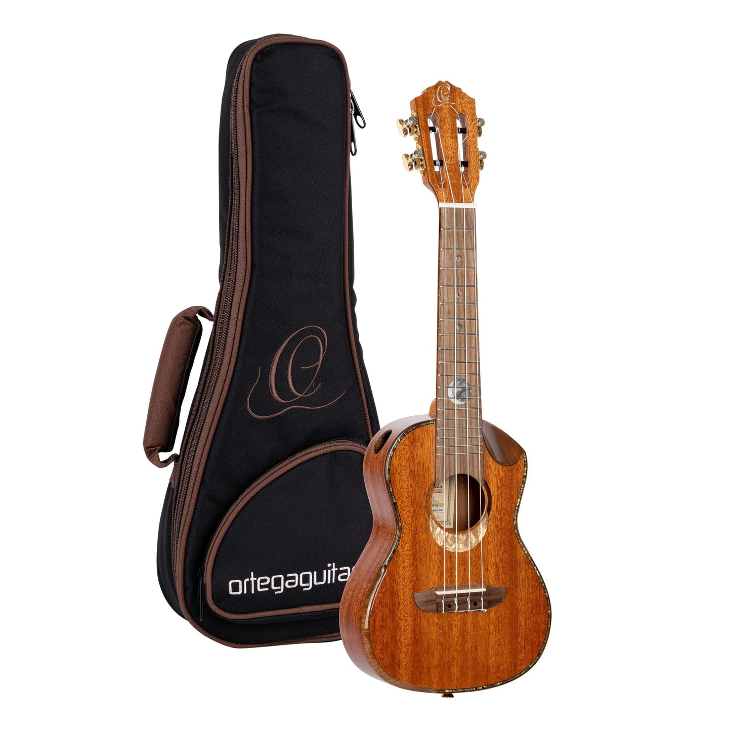 Ortega Guitars, 4-String Custom Built Eclipse Series All Solid Concert Ukulele w/Bag, Right CC4