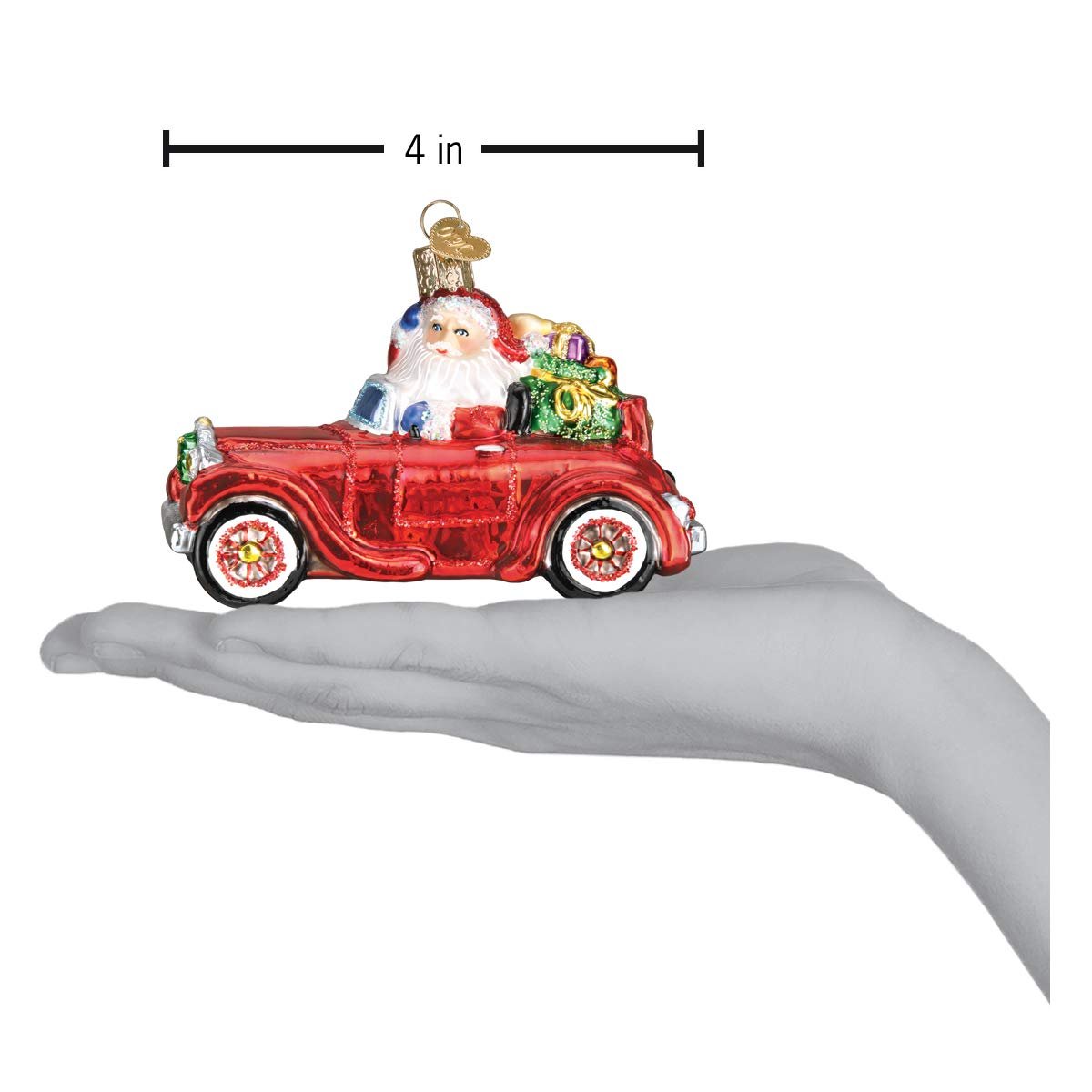 Old World Christmas Santa in Antique CAR Ornament, Multi