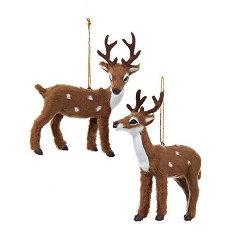Kurt Adler 4" Plush Reindeer Ornament 2/asstd