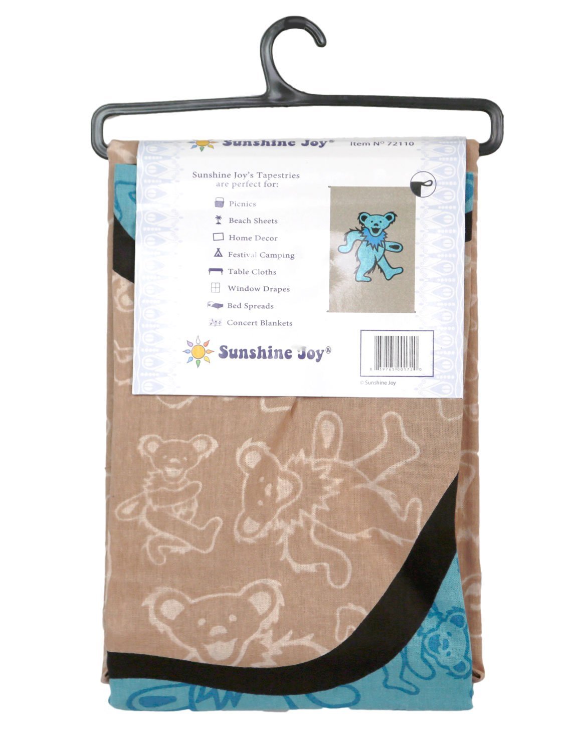 Sunshine Joy Grateful Dead Dancing Bear Tapestry Tablecloth Wall Art Beach Sheet Huge 52x80 Inches