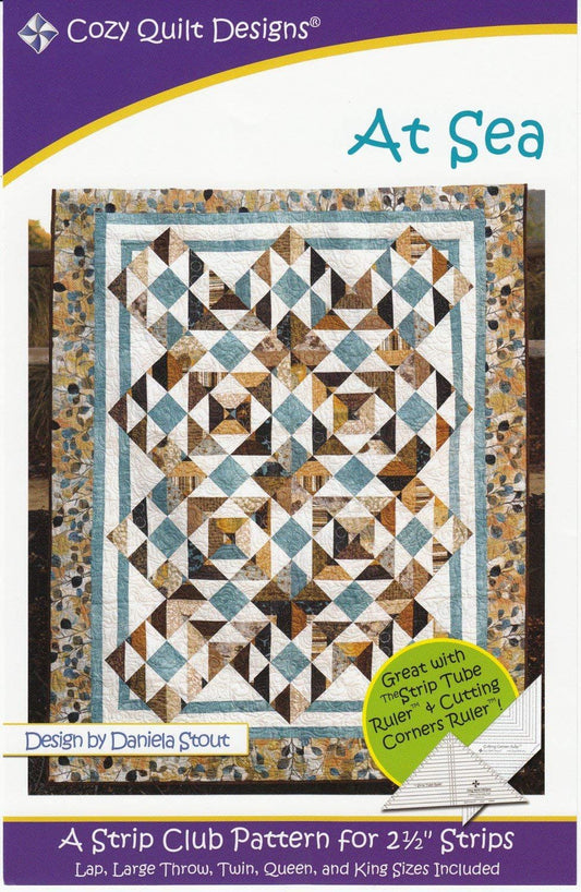 at Sea Quilt Pattern, Jelly Roll, Bali Pop, 2.5" Strip Friendly, 5 Finished Size Options